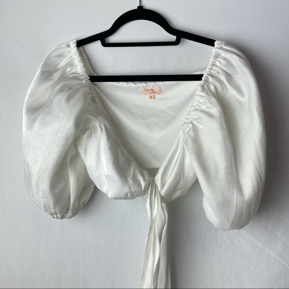 camila coelho marta crop top in pearl - Picture 3 of 4